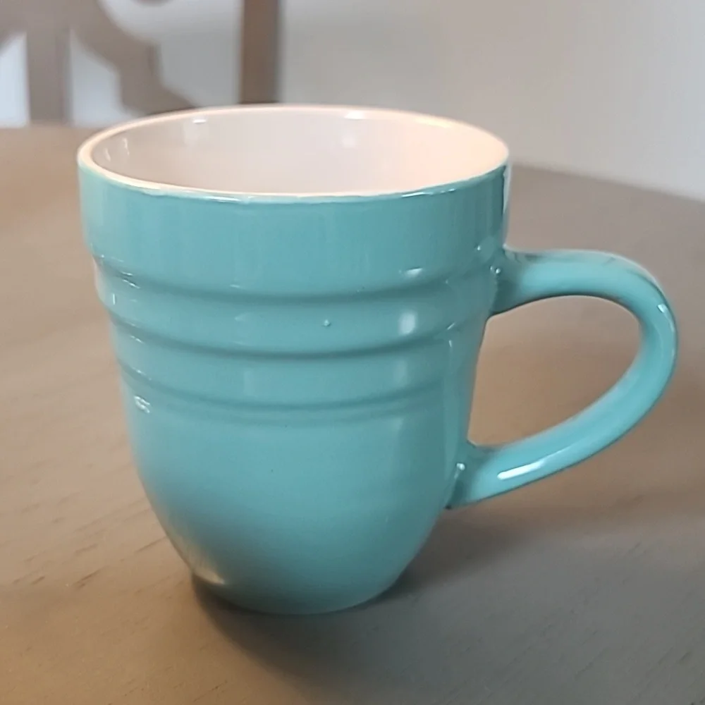 Philippe Richard Hand Painted Colorful Ceramic Mug Set with Chrome Stand